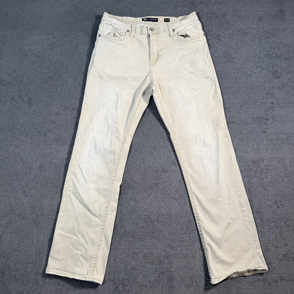 BKE Buckle Tyler Straight Jeans Men's Size 33x32 Khaki Tan Medium Wash
